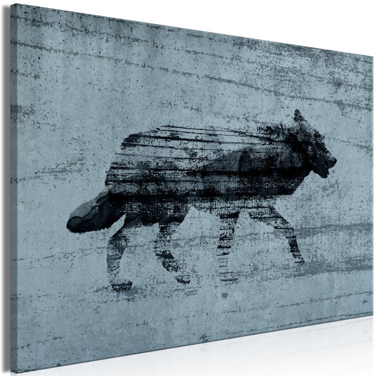Canvas Print Figure Wolf - Creeping animal on a gray-blue background 134851 additionalImage 2