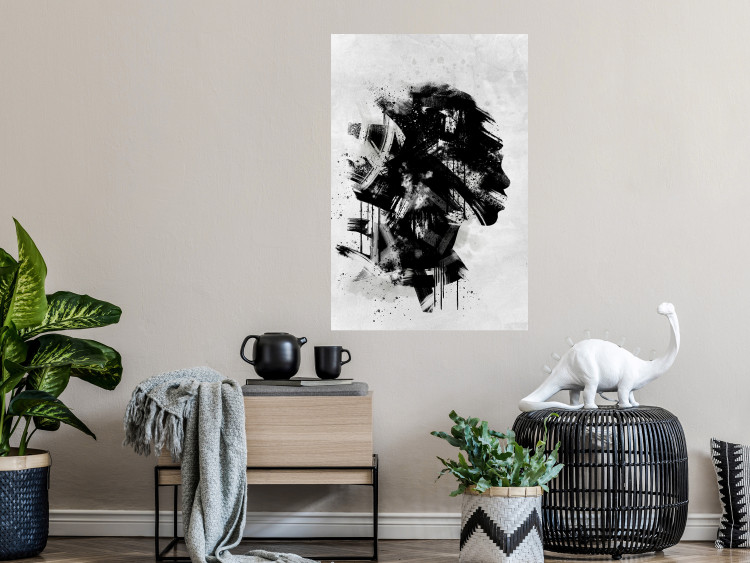 Wall Poster Classic Profile - black and abstract portrait of a face on a white background 135251 additionalImage 11