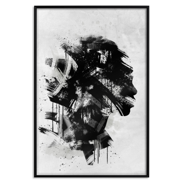 Wall Poster Classic Profile - black and abstract portrait of a face on a white background 135251 additionalImage 20