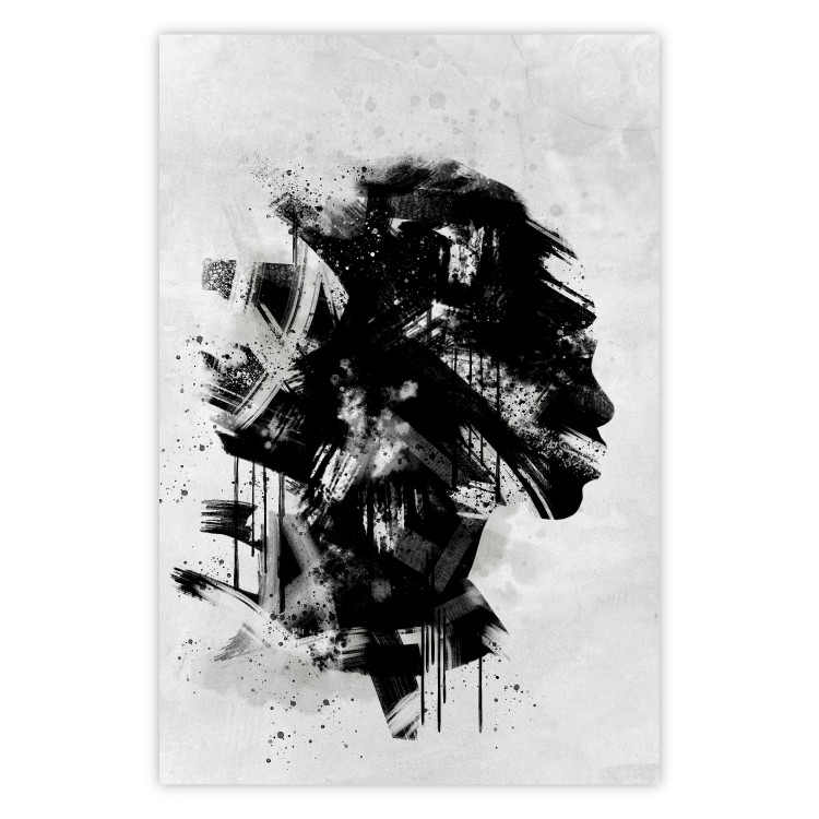 Wall Poster Classic Profile - black and abstract portrait of a face on a white background 135251