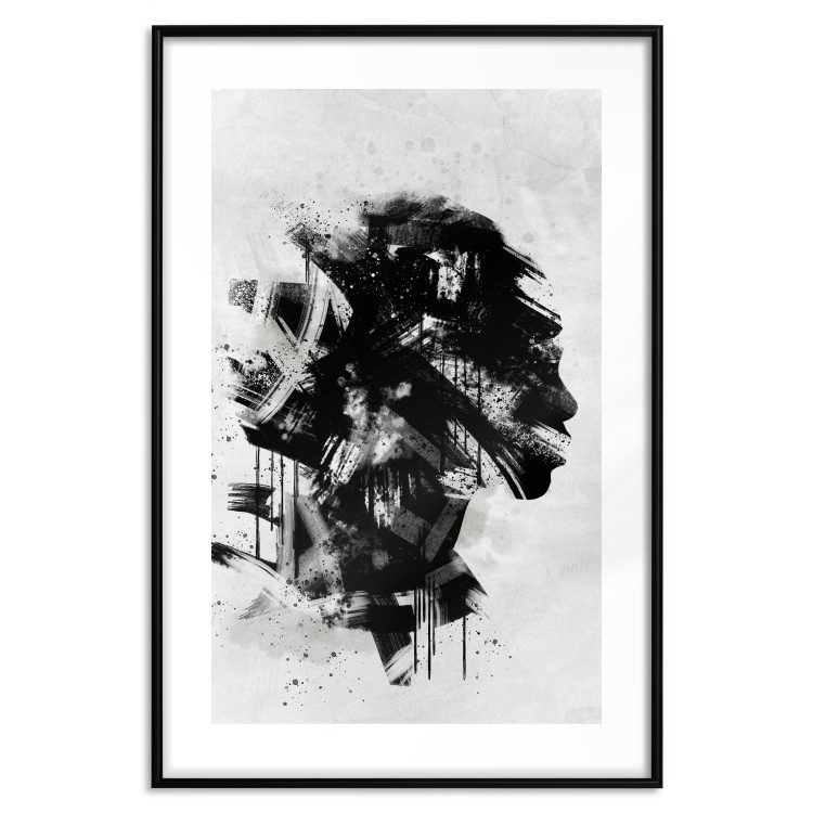 Wall Poster Classic Profile - black and abstract portrait of a face on a white background 135251 additionalImage 16