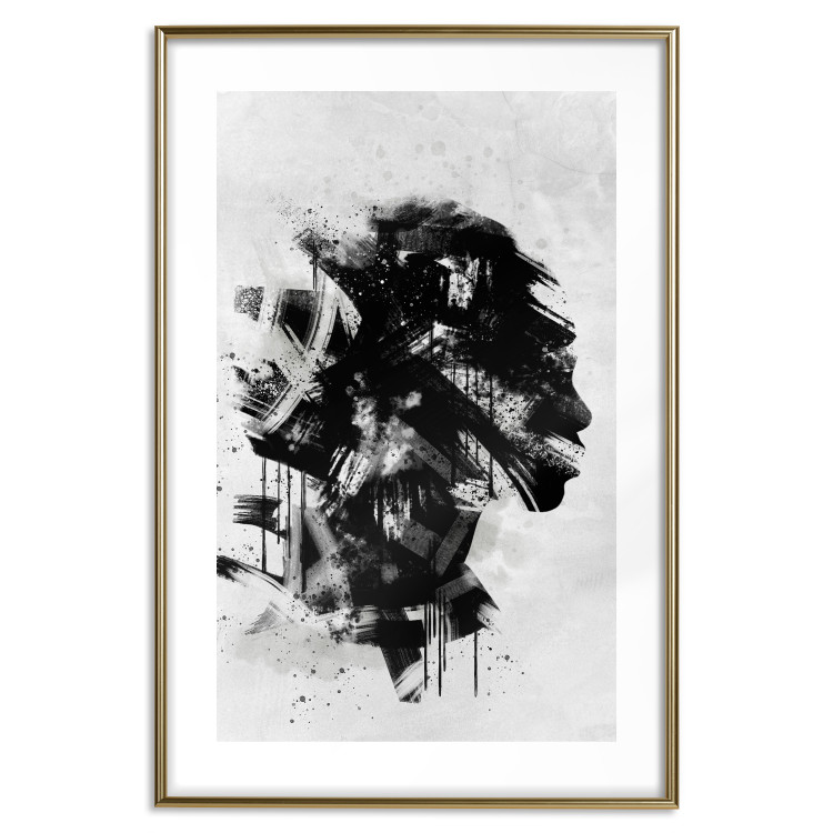 Wall Poster Classic Profile - black and abstract portrait of a face on a white background 135251 additionalImage 17