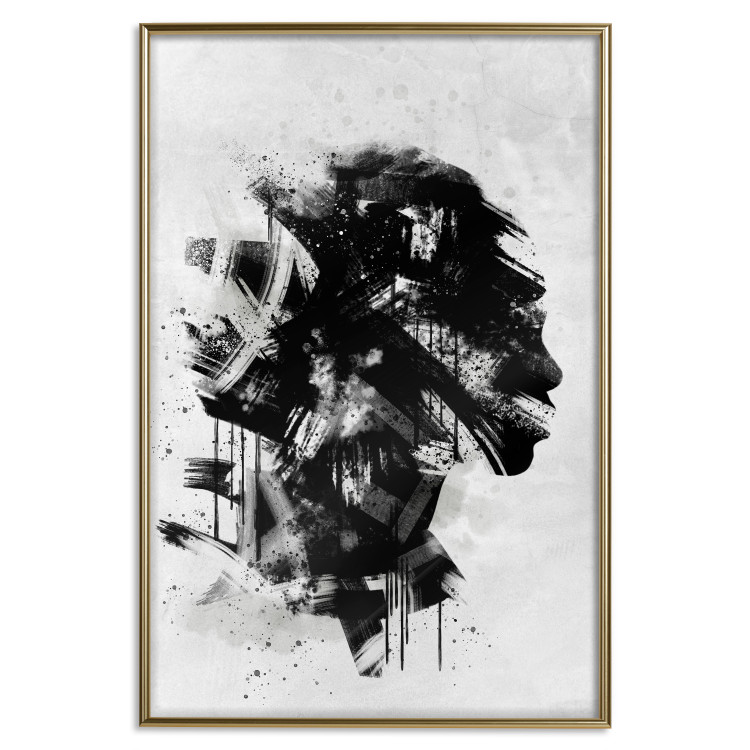 Wall Poster Classic Profile - black and abstract portrait of a face on a white background 135251 additionalImage 19