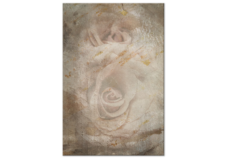 Canvas Print Frozen Rose - Retro composition with flowers on a beige background 135551