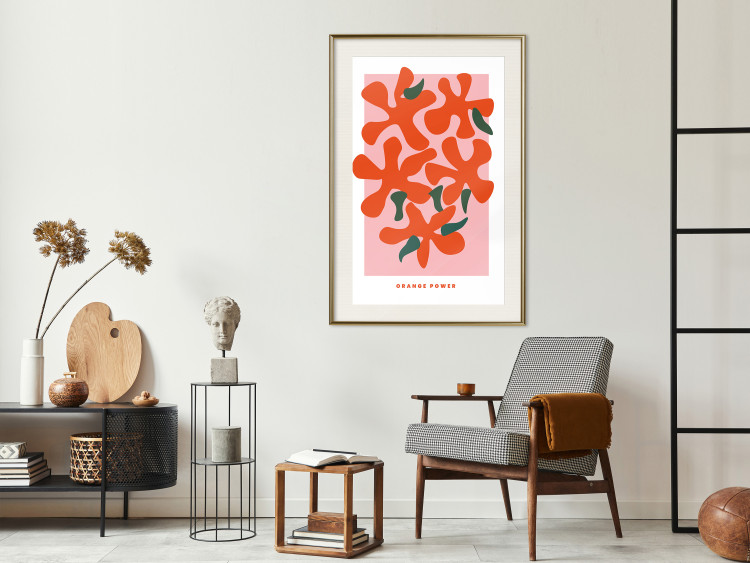 Poster Orange Bouquet - abstract colorful flowers and English texts 135651 additionalImage 8