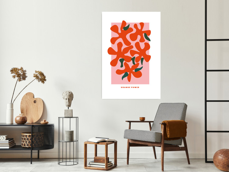 Poster Orange Bouquet - abstract colorful flowers and English texts 135651 additionalImage 19
