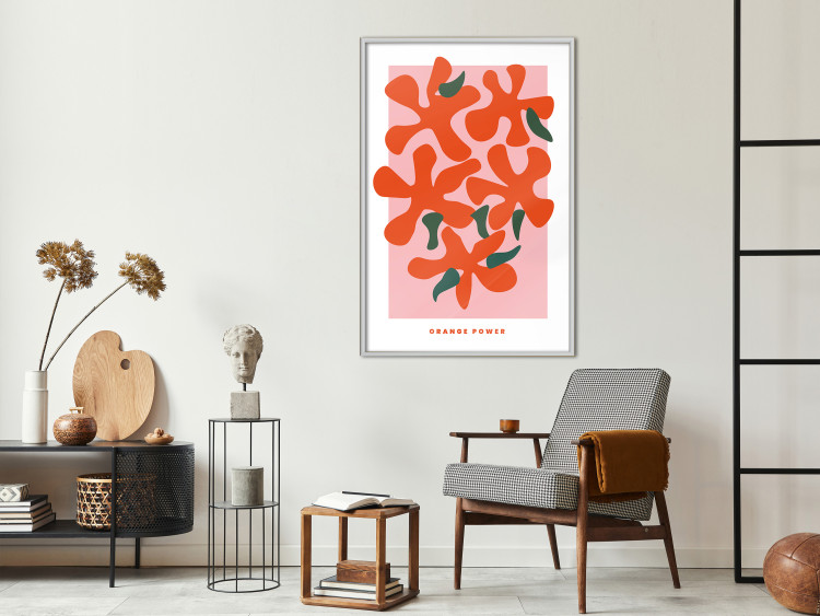 Poster Orange Bouquet - abstract colorful flowers and English texts 135651 additionalImage 18