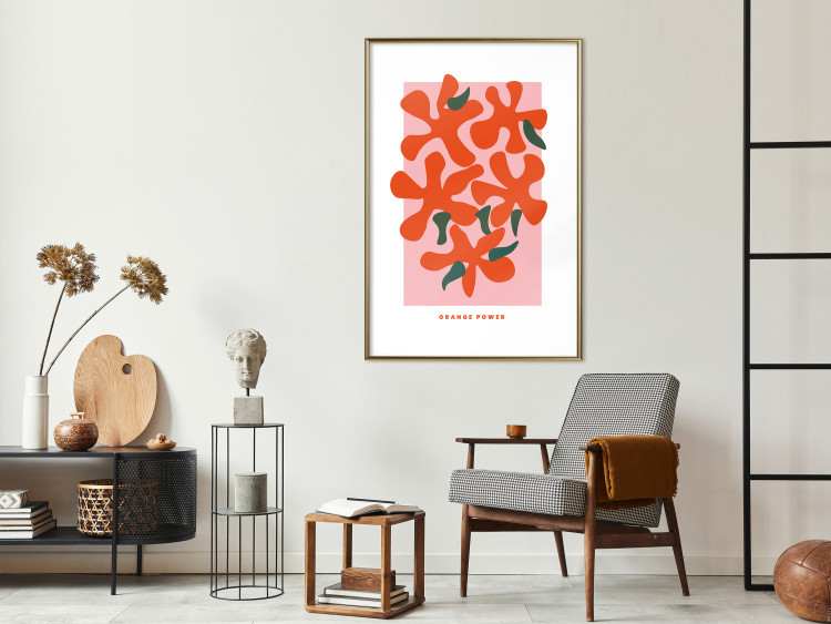Poster Orange Bouquet - abstract colorful flowers and English texts 135651 additionalImage 21