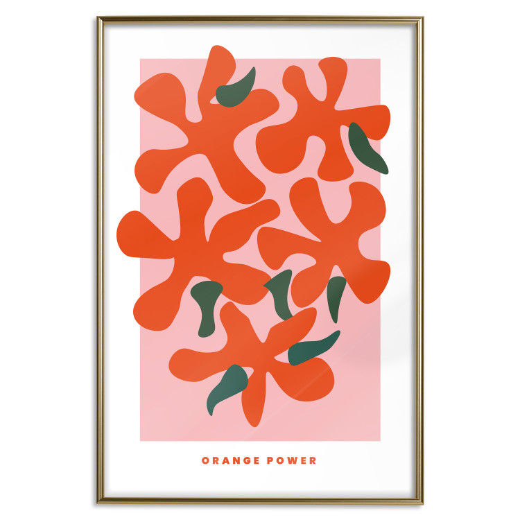 Poster Orange Bouquet - abstract colorful flowers and English texts 135651 additionalImage 3