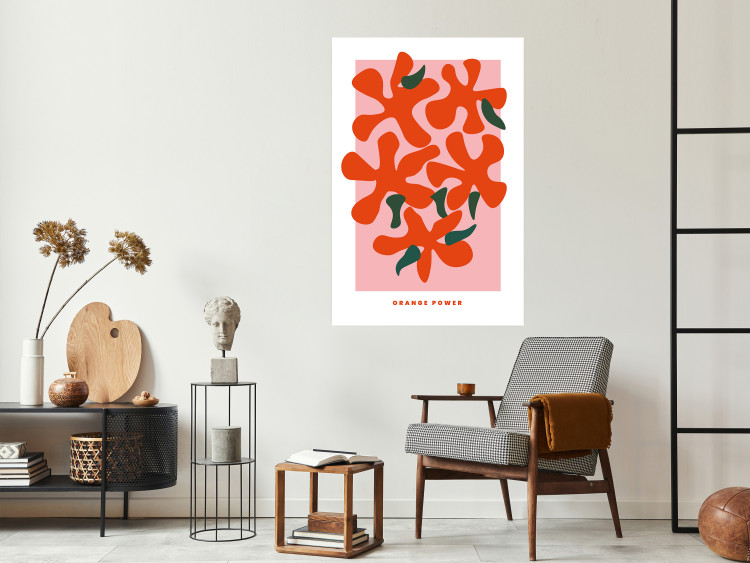 Poster Orange Bouquet - abstract colorful flowers and English texts 135651 additionalImage 20