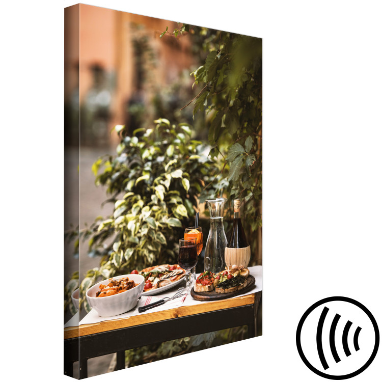 Canvas Art Print Italian meal - still life photo with plants in the background 135851 additionalImage 6