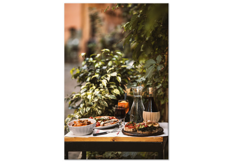 Canvas Art Print Italian meal - still life photo with plants in the background 135851
