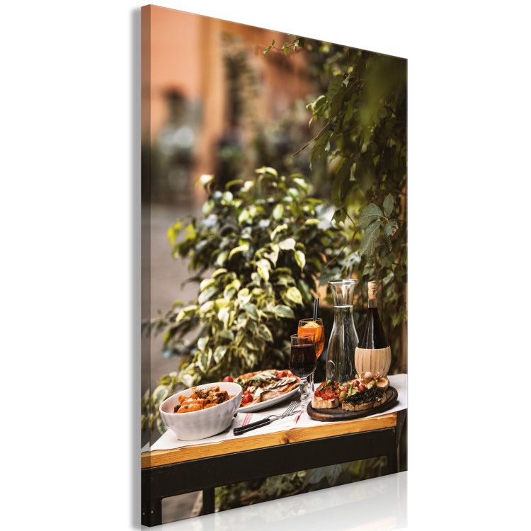 Canvas Art Print Italian meal - still life photo with plants in the background 135851 additionalImage 2