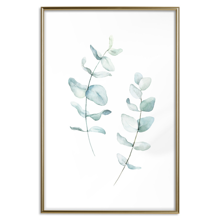 Poster Lightness - a minimalist composition with green leaves on a white background 136051 additionalImage 7