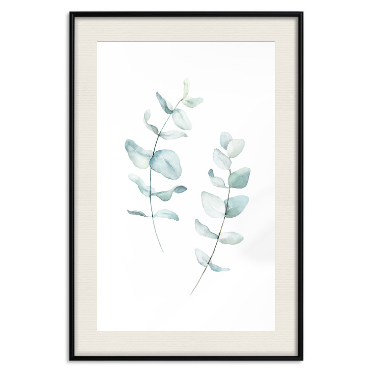 Poster Lightness - a minimalist composition with green leaves on a white background 136051 additionalImage 9
