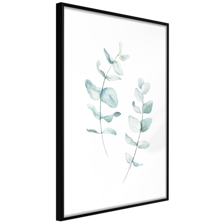 Poster Lightness - a minimalist composition with green leaves on a white background 136051 additionalImage 2