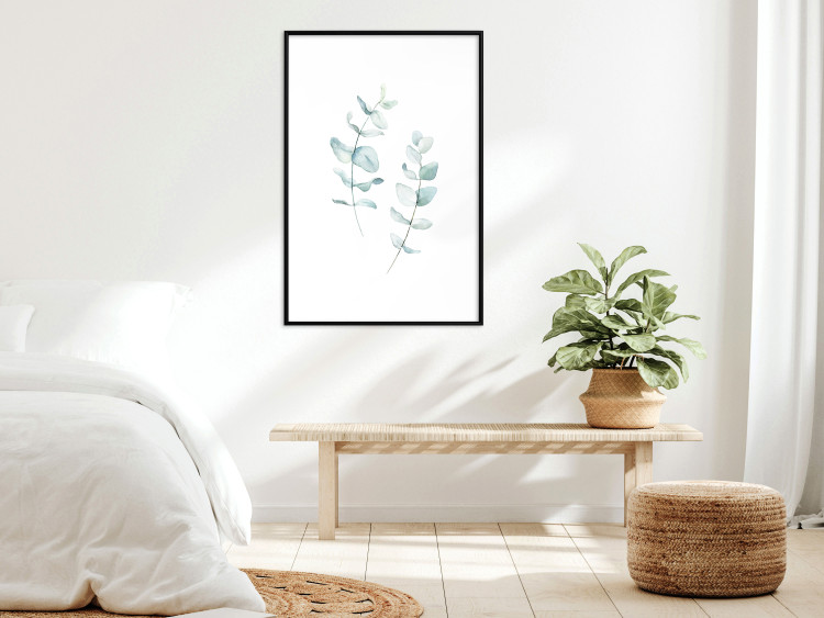 Poster Lightness - a minimalist composition with green leaves on a white background 136051 additionalImage 14