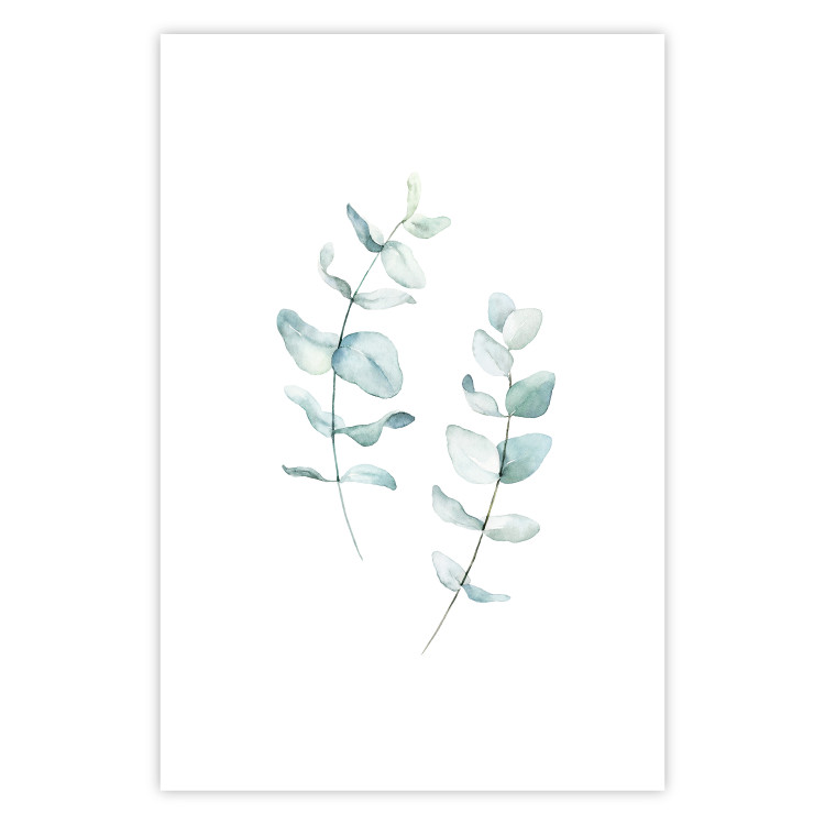 Poster Lightness - a minimalist composition with green leaves on a white background 136051 additionalImage 14
