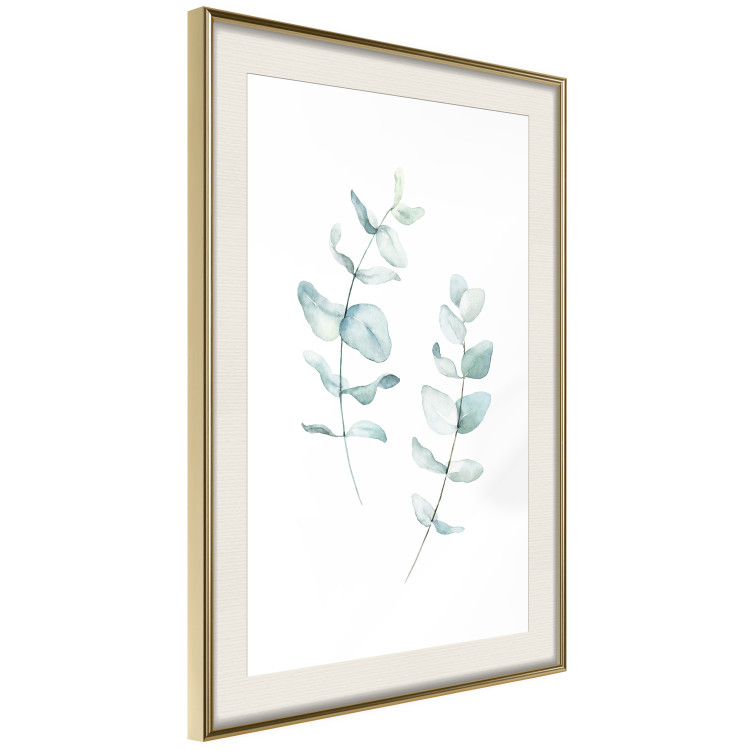 Poster Lightness - a minimalist composition with green leaves on a white background 136051 additionalImage 23