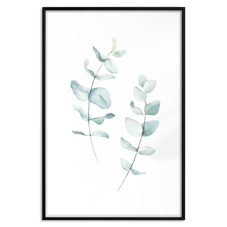Poster Lightness - a minimalist composition with green leaves on a white background 136051 additionalImage 13