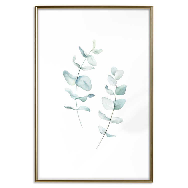 Poster Lightness - a minimalist composition with green leaves on a white background 136051 additionalImage 8