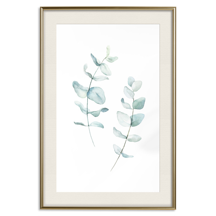 Poster Lightness - a minimalist composition with green leaves on a white background 136051 additionalImage 8