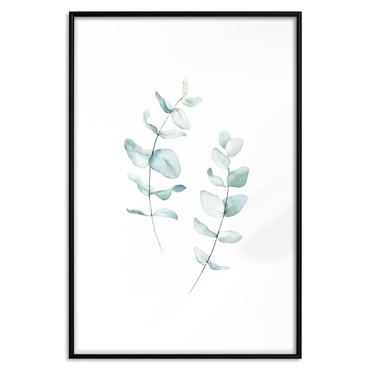 Poster Lightness - a minimalist composition with green leaves on a white background 136051 additionalImage 6