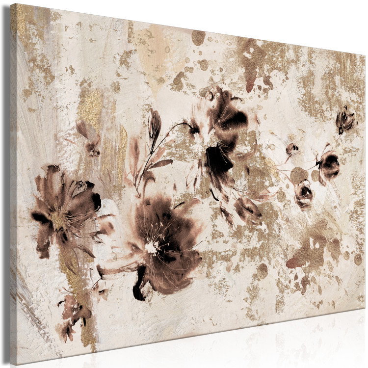Canvas Art Print Floral fantasy - composition on a textural background in beige 137251 additionalImage 2