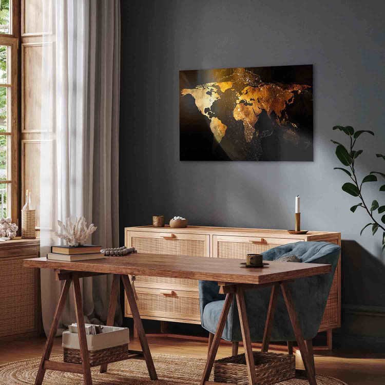 Canvas Art Print Shining Planet (1-piece) Wide - world map against Earth background 138351 additionalImage 5