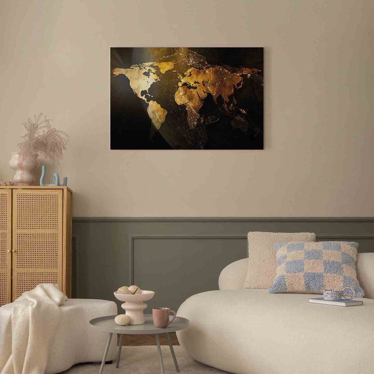 Canvas Art Print Shining Planet (1-piece) Wide - world map against Earth background 138351 additionalImage 3