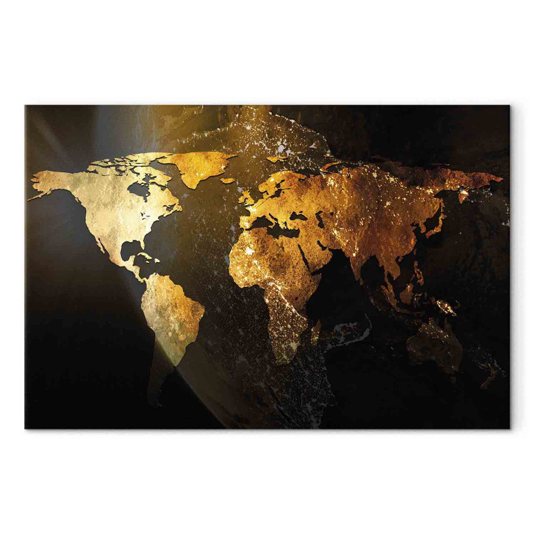 Canvas Art Print Shining Planet (1-piece) Wide - world map against Earth background 138351