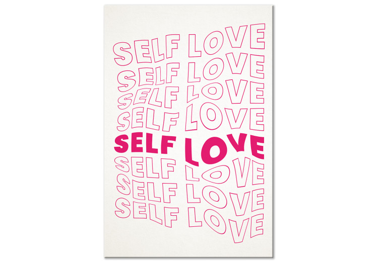 Canvas Art Print Love Mantra (1-piece) Vertical - repeated love text 138851