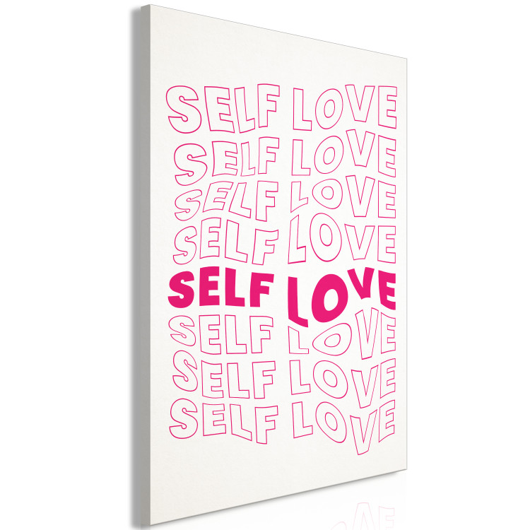 Canvas Art Print Love Mantra (1-piece) Vertical - repeated love text 138851 additionalImage 2