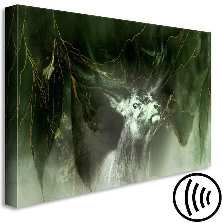 Canvas Art Print King Stag (1-piece) Wide - majestic animal in greenery 143251 additionalImage 6