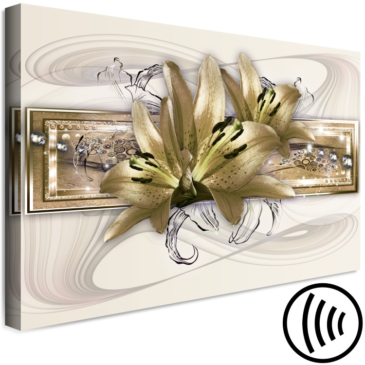 Canvas Print Golden Lilies (1-piece) Wide - elegant abstraction in flowers 143551 additionalImage 6