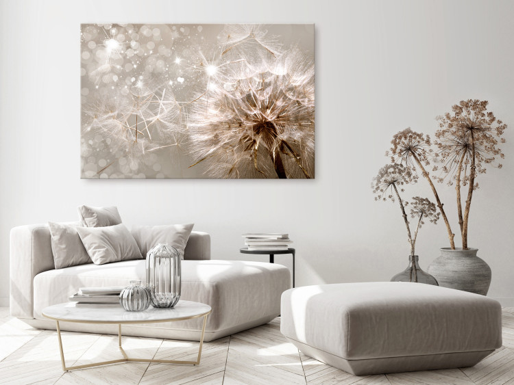 Canvas Print In the Glow of Dandelion (1-piece) - flower seeds carried by the wind 144051 additionalImage 3