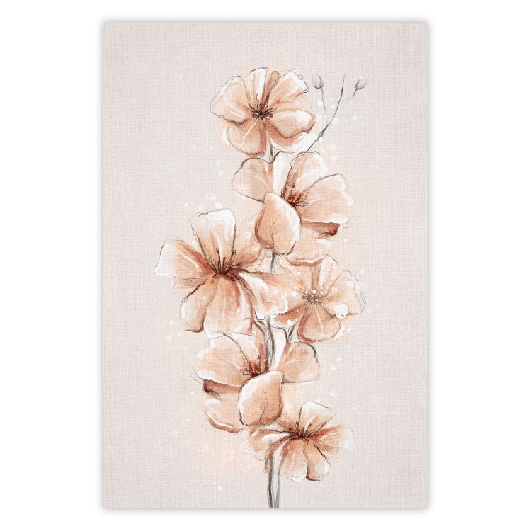 Wall Poster Watercolor Flowers - Delicate Boho Twig in Warm Sepia Colors 144351