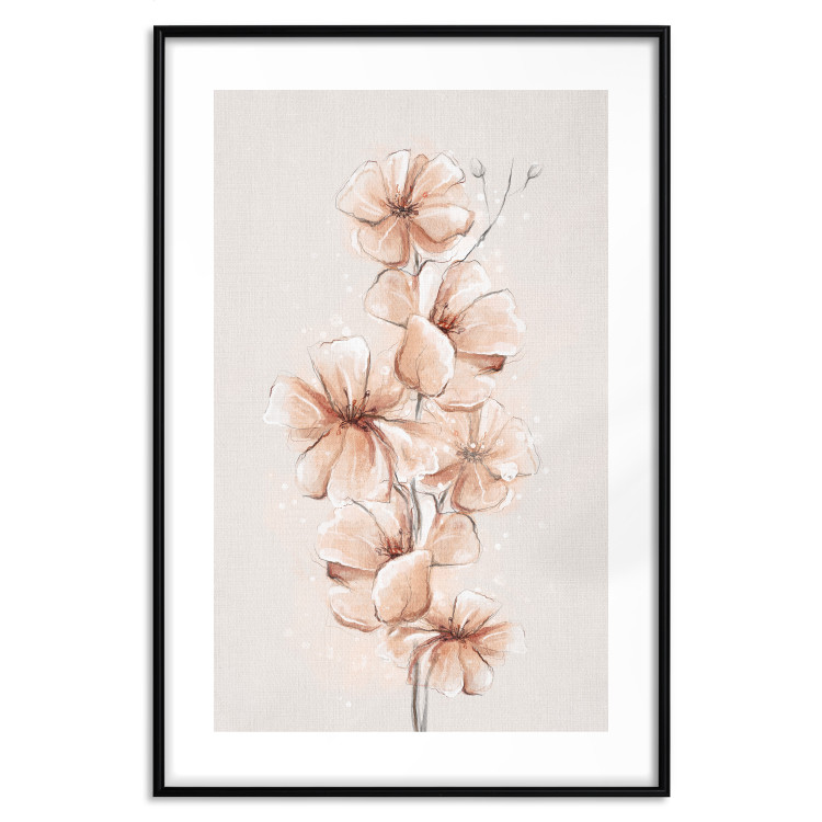Wall Poster Watercolor Flowers - Delicate Boho Twig in Warm Sepia Colors 144351 additionalImage 25