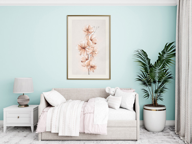 Wall Poster Watercolor Flowers - Delicate Boho Twig in Warm Sepia Colors 144351 additionalImage 16