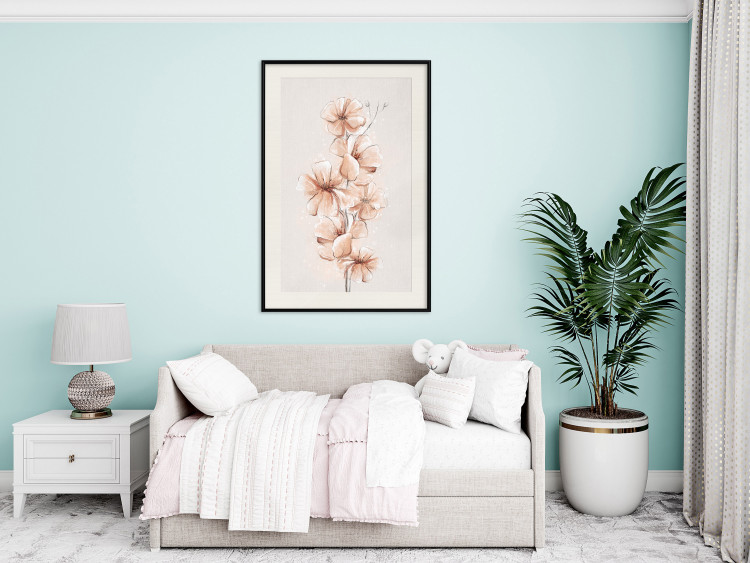 Wall Poster Watercolor Flowers - Delicate Boho Twig in Warm Sepia Colors 144351 additionalImage 17