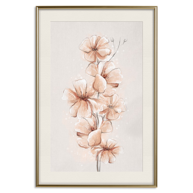Wall Poster Watercolor Flowers - Delicate Boho Twig in Warm Sepia Colors 144351 additionalImage 27