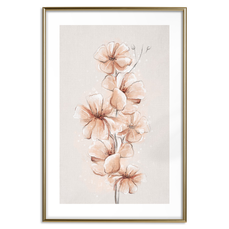 Wall Poster Watercolor Flowers - Delicate Boho Twig in Warm Sepia Colors 144351 additionalImage 26