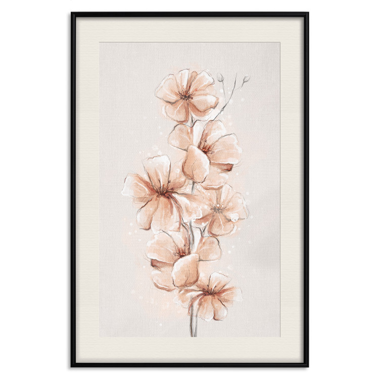Wall Poster Watercolor Flowers - Delicate Boho Twig in Warm Sepia Colors 144351 additionalImage 24