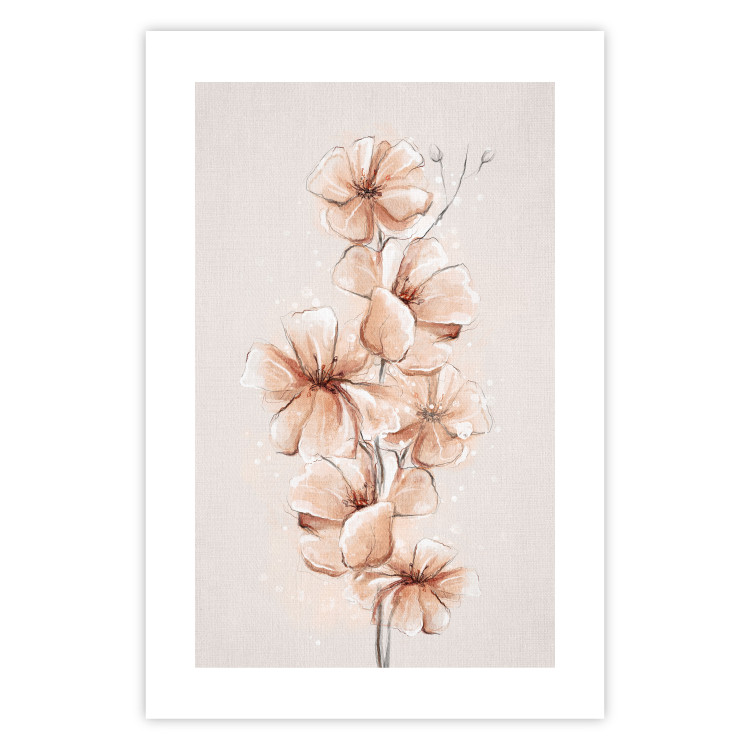 Wall Poster Watercolor Flowers - Delicate Boho Twig in Warm Sepia Colors 144351 additionalImage 22