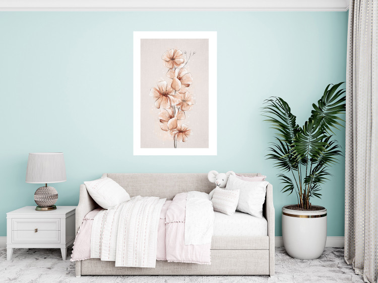 Wall Poster Watercolor Flowers - Delicate Boho Twig in Warm Sepia Colors 144351 additionalImage 13
