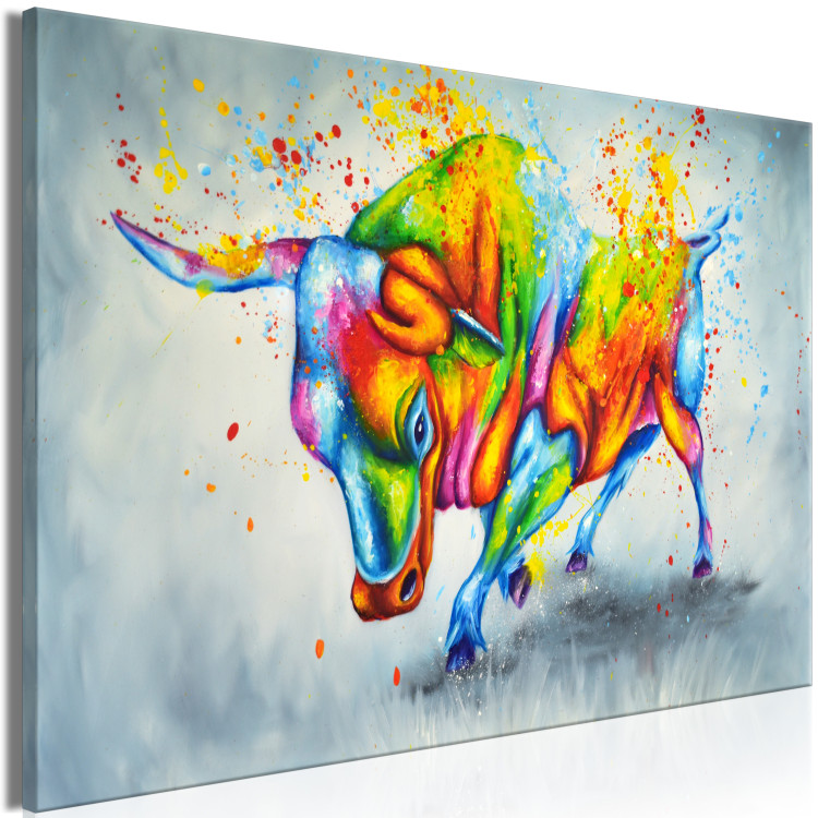 Canvas Print Multicolored Bull (1-piece) - colorful fantasy with an animal motif 144751 additionalImage 2