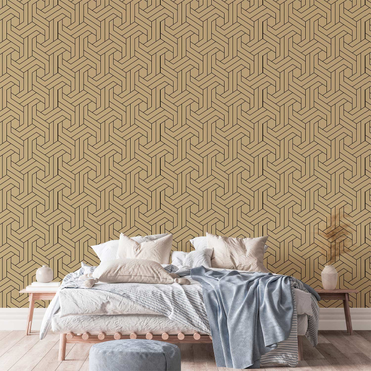 Modern Wallpaper Geometric Motif - Decorative Pattern in Warm Colors of Nature 145751 additionalImage 4