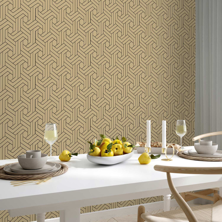 Modern Wallpaper Geometric Motif - Decorative Pattern in Warm Colors of Nature 145751 additionalImage 5