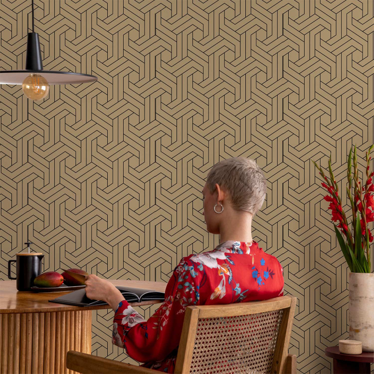 Modern Wallpaper Geometric Motif - Decorative Pattern in Warm Colors of Nature 145751 additionalImage 8