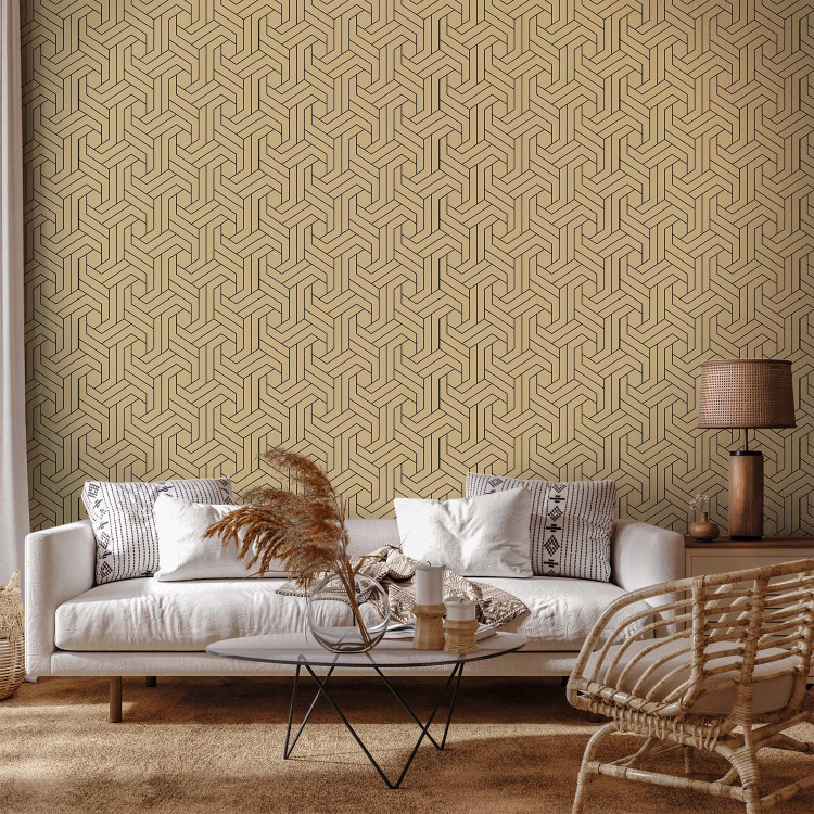 Modern Wallpaper Geometric Motif - Decorative Pattern in Warm Colors of Nature 145751